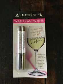  Cork Pops Wine Glass Writer - Gold & Silver