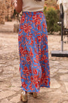 Bohemian Floral Print Tiered Maxi Skirt