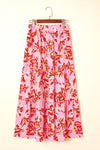 Bohemian Floral Print Tiered Maxi Skirt