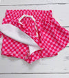 Lt. Pink & fuchsia Checkered printed Hi-Performance Shorts. SS020403-AMY