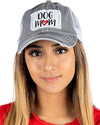 Patch Mesh Baseball Hat (Dog MOM - Grey)