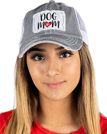  Patch Mesh Baseball Hat (Dog MOM - Grey)