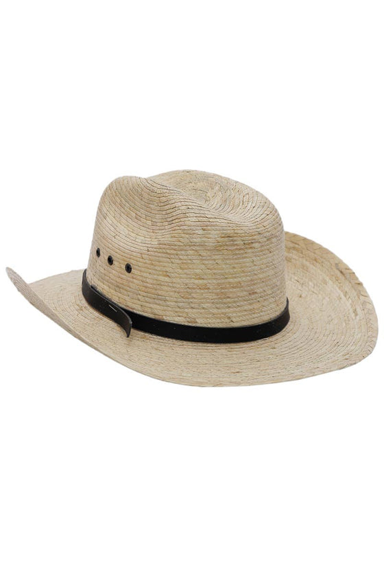 Kids Eyeleted Cutter Crown Palm Straw Cowboy Hat