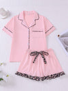 Leopard Print Accent Pajama Set