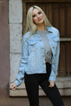 WASHED DENIM TENCEL BUTTON- FRONT JACKET