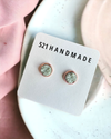 Sage Green Druzy Stud Earrings