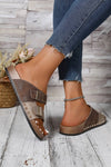 Suede Riveted Buckle Strap Slide Sandals