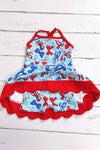 Lt. Blue w/ multi printed patriotic bow Hi-Performance dress w/scallop hem. GSD013014-