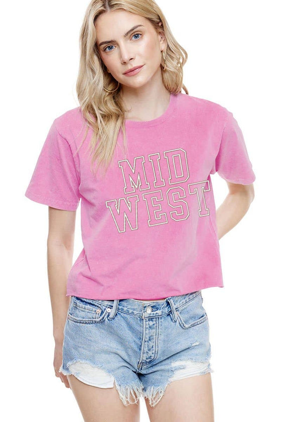 PUFF' Mid West Graphic S/S Washed Faux Crop