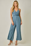 Washed Gauze Halter Tie Jumpsuit