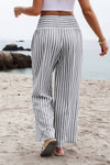Coastal Vertical Striped Smocked Wide-Leg Pants