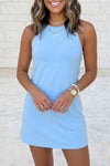 Solid Color Tunic Tank Dress Athletic Shorts Two Piece S-4X