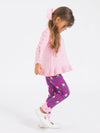 Girls Pink Ruffle Hem Lace Up Sweater