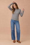 Soft Frilled Mock Neck Hacci Knit Top
