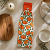 Give Thanks With A Grateful Heart Message Pumpkin Cornucopia Button Loop Hanging Kitchen Towel