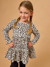 Girls Classic Leopard Knit Ruffle Tiered Tunic Top