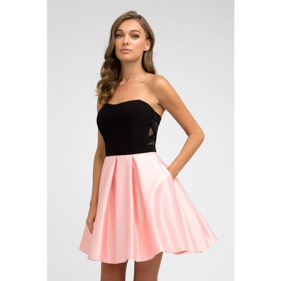 TWO TONE SWEETHEART SHORT DRESS