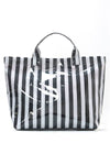 Striped Tote Bag with Glossy Finish