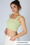 NS8255 - Shirred Square Neck Crop Top