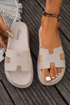 Cutout Design Open Toe Platform Slides