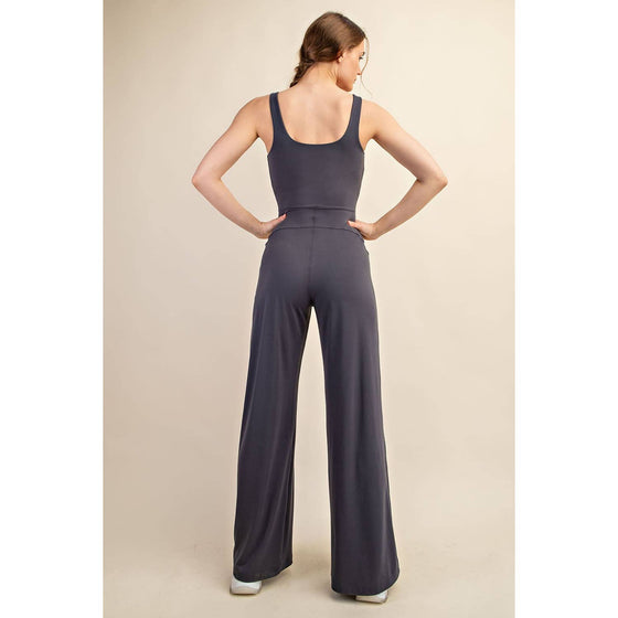 RECYCLED BUTTER WIDE LEG JUMPSUIT