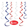 6 Red/White/Blue Twirly Whirlys - 4-24" & 2-36"