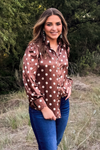 Mocha Dot Button Up