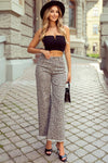 Leopard Frayed Edge Wide Leg High Waist Jeans