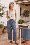 Scuba Raw Edge Detail Barrel Pants
