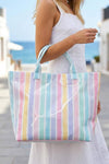 Striped Tote Bag with Glossy Finish