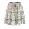 Elastic waist tiered floral mini skirt