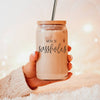 Glass Heat Resistant Coffee Cup w/Bamboo Lid