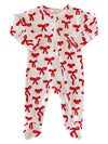 Red Bows / Organic Pointelle 2-Way Zip Footie