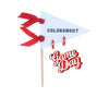 Red Team Color Huggie Hoop Earrings on Pennant Flag