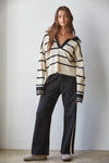 L8552 | Knit Cotton French Terry Side Contrast Trim Pants