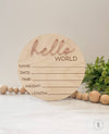 Hello World Baby Announcement Sign With Birth Stats 