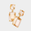 Square Rectangle Glass Stone Link Dangle Evening Earrings