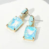 Square Rectangle Glass Stone Link Dangle Evening Earrings