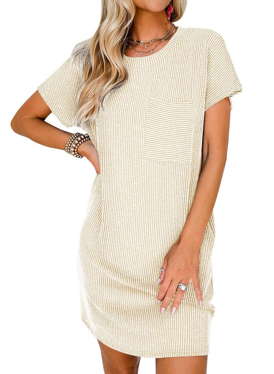 Summer Casual T-shirt Short-sleeved Dress (With Pockets)