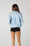 WASHED DENIM TENCEL BUTTON- FRONT JACKET