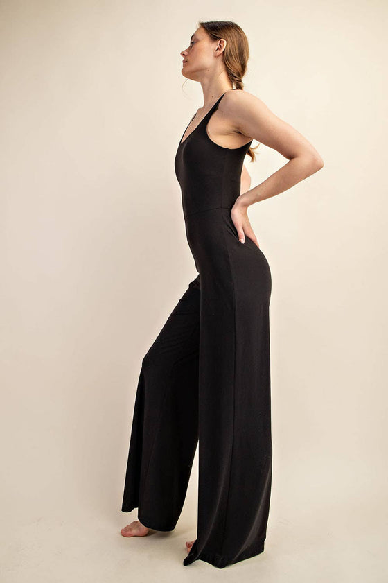 RECYCLED BUTTER WIDE LEG JUMPSUIT