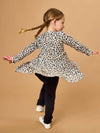 Girls Classic Leopard Knit Ruffle Tiered Tunic Top