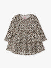 Girls Classic Leopard Knit Ruffle Tiered Tunic Top