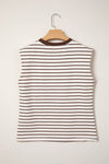 Stripe Ribbed Round Neck Trim Loose Top
