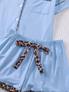 Leopard Print Accent Pajama Set