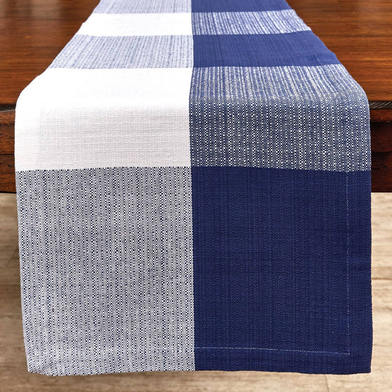 BLOCK CHECK WOVEN TABLE RUNNER 15X72