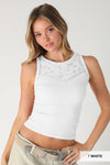 NS8484 - Lace Illusion Crew Neck Top