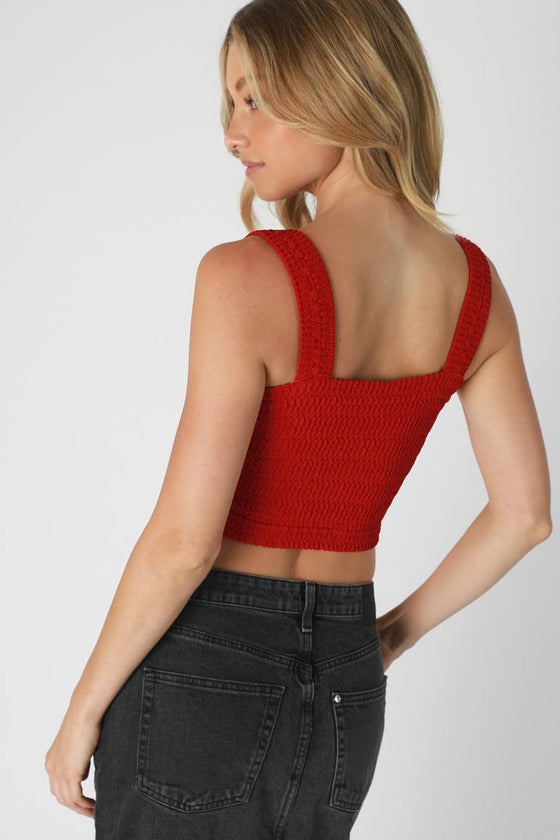 NS8255 - Shirred Square Neck Crop Top
