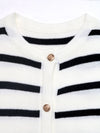 Striped Color-Blocking Long Sleeve Knit Cardigan