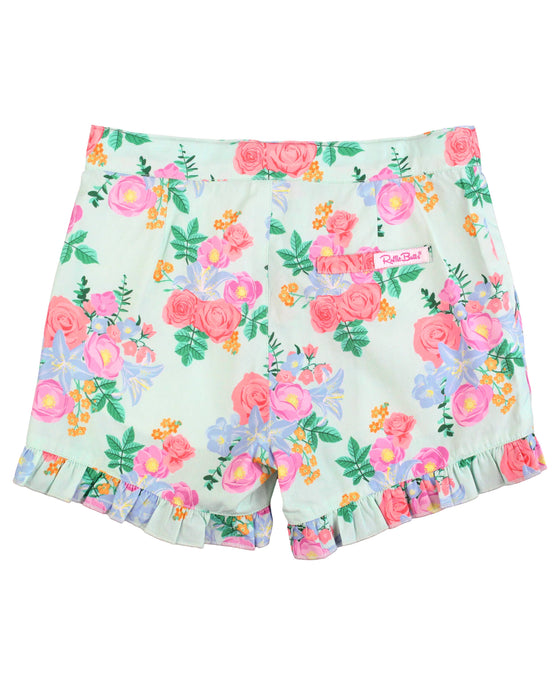 Girls Charming Meadow Kids Ruffle Trim Woven Shorts